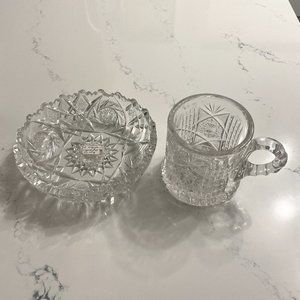 Antique American Brilliant Deep Cut ABP Glass Crystal Sawtooth Edge Hobstar